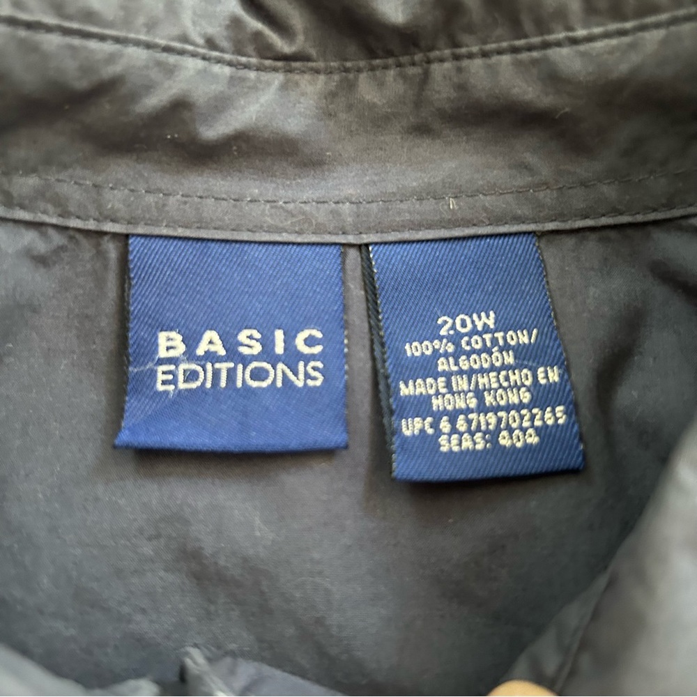 Basic Editions Heathered Blue Button Down Top, Pl… - image 8